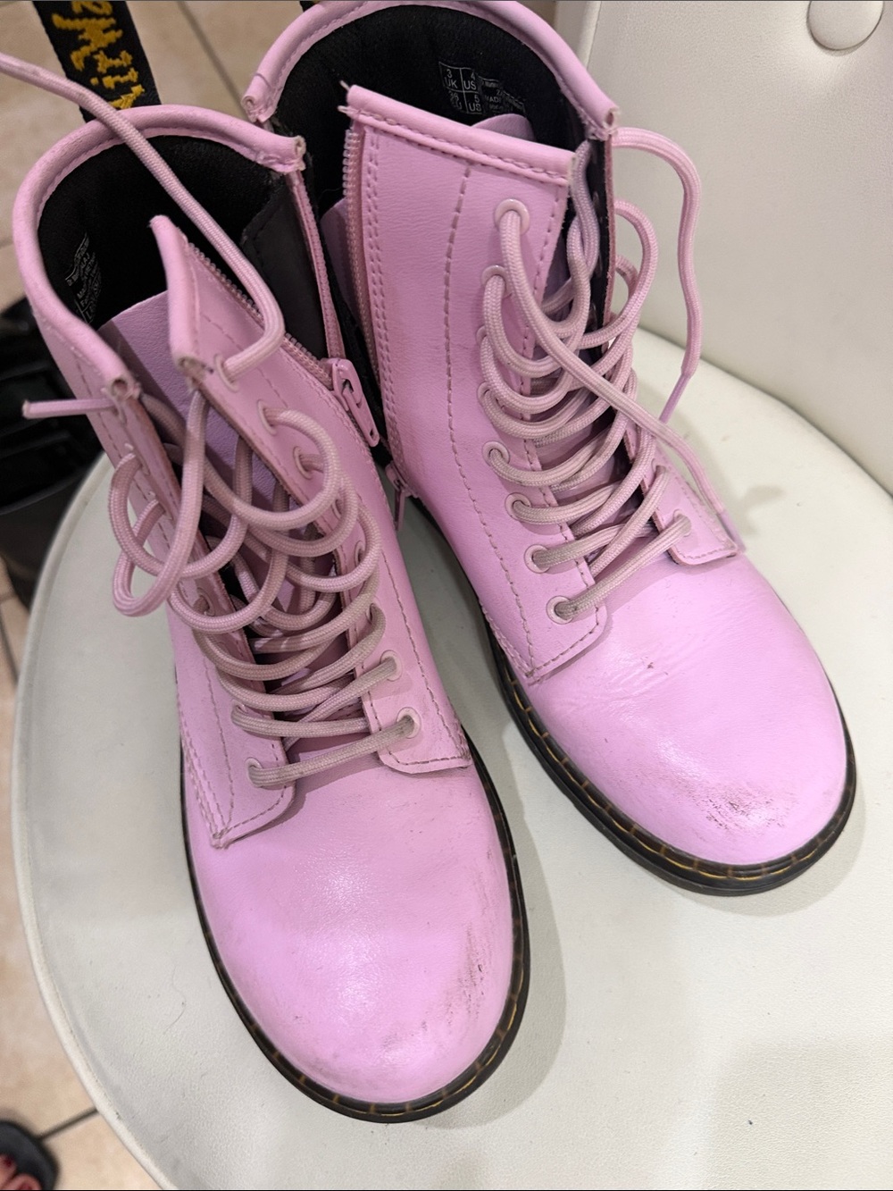 Dr. Martens Pink Lace-Up Women's Combat Boots
